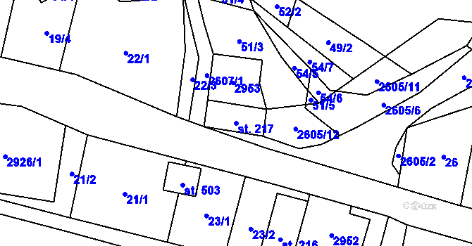 Parcela st. 217 v KÚ Dětřichov u Svitav, Katastrální mapa