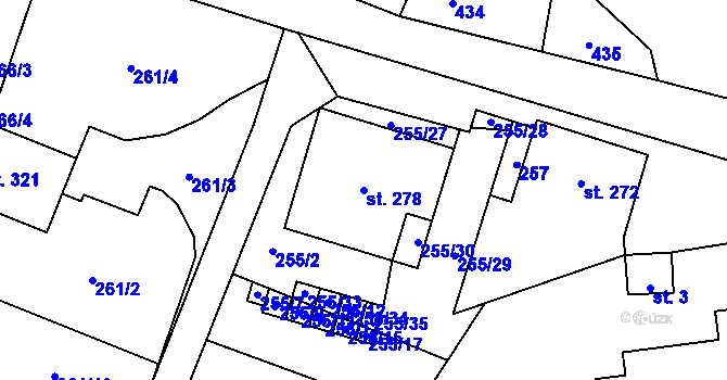 Parcela st. 278 v KÚ Dětřichov u Svitav, Katastrální mapa
