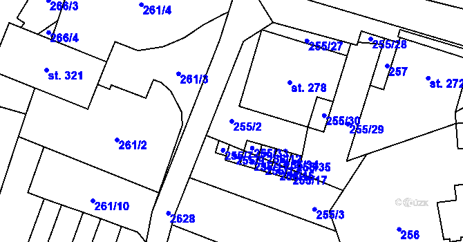 Parcela st. 255/2 v KÚ Dětřichov u Svitav, Katastrální mapa