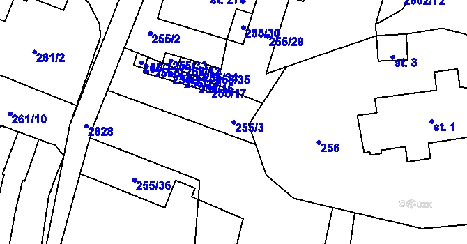 Parcela st. 255/3 v KÚ Dětřichov u Svitav, Katastrální mapa