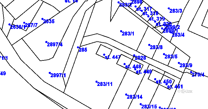 Parcela st. 447 v KÚ Dětřichov u Svitav, Katastrální mapa