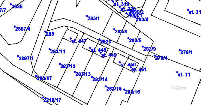 Parcela st. 449 v KÚ Dětřichov u Svitav, Katastrální mapa