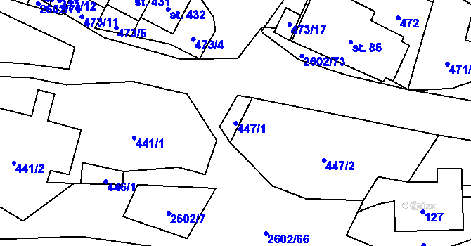 Parcela st. 447/1 v KÚ Dětřichov u Svitav, Katastrální mapa