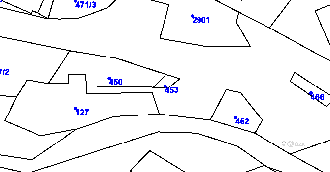 Parcela st. 453 v KÚ Dětřichov u Svitav, Katastrální mapa