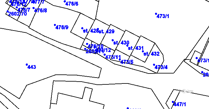 Parcela st. 473/11 v KÚ Dětřichov u Svitav, Katastrální mapa