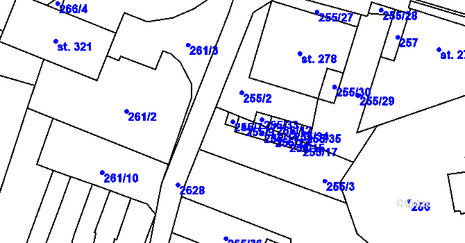 Parcela st. 255/7 v KÚ Dětřichov u Svitav, Katastrální mapa