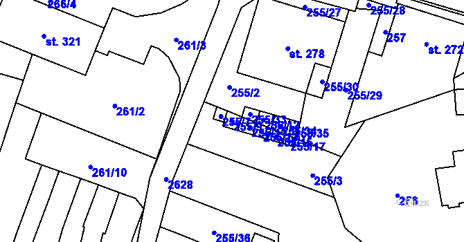 Parcela st. 255/9 v KÚ Dětřichov u Svitav, Katastrální mapa