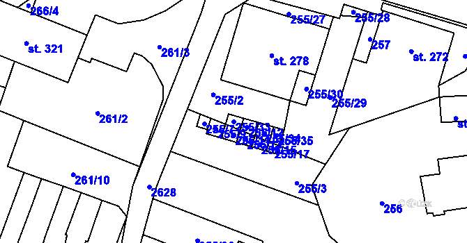 Parcela st. 255/33 v KÚ Dětřichov u Svitav, Katastrální mapa
