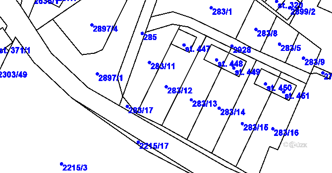 Parcela st. 283/12 v KÚ Dětřichov u Svitav, Katastrální mapa