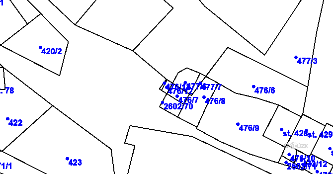 Parcela st. 476/12 v KÚ Dětřichov u Svitav, Katastrální mapa