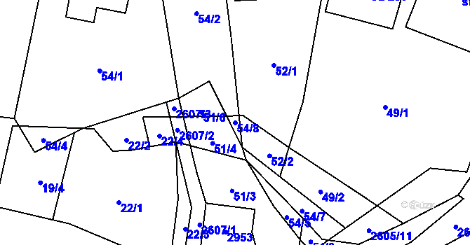 Parcela st. 54/8 v KÚ Dětřichov u Svitav, Katastrální mapa