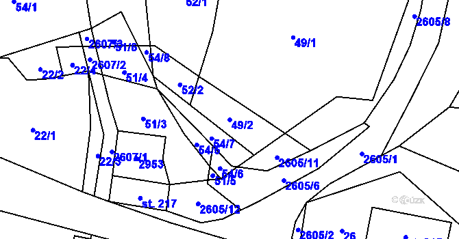 Parcela st. 49/2 v KÚ Dětřichov u Svitav, Katastrální mapa