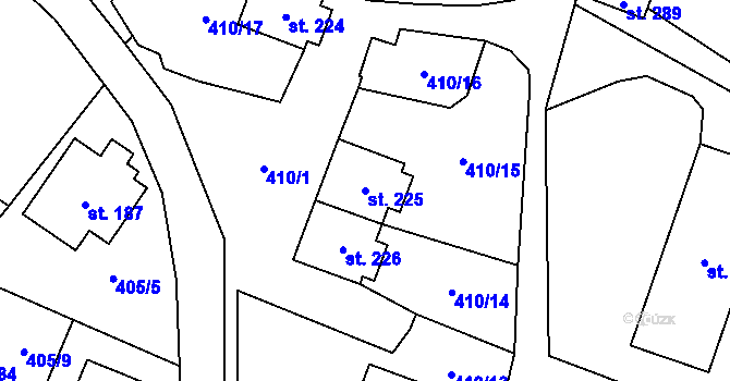 Parcela st. 225 v KÚ Dětřichov nad Bystřicí, Katastrální mapa