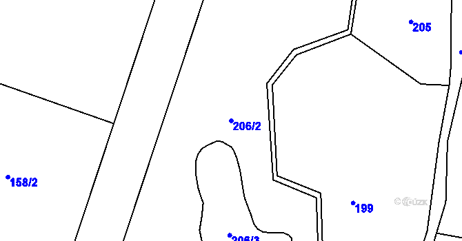Parcela st. 206/2 v KÚ Dětřichov nad Bystřicí, Katastrální mapa