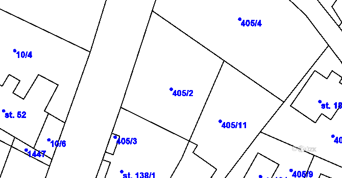 Parcela st. 405/2 v KÚ Dětřichov nad Bystřicí, Katastrální mapa