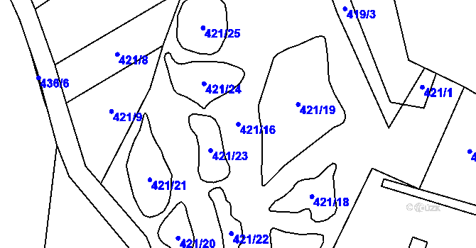 Parcela st. 421/16 v KÚ Dětřichov nad Bystřicí, Katastrální mapa