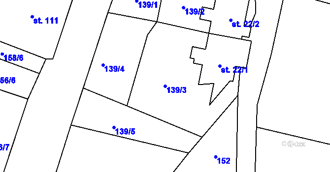 Parcela st. 139/3 v KÚ Dětřichov nad Bystřicí, Katastrální mapa