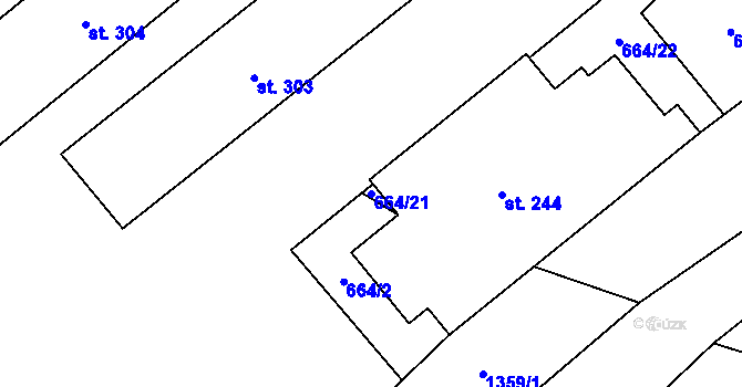 Parcela st. 664/21 v KÚ Dětřichov nad Bystřicí, Katastrální mapa