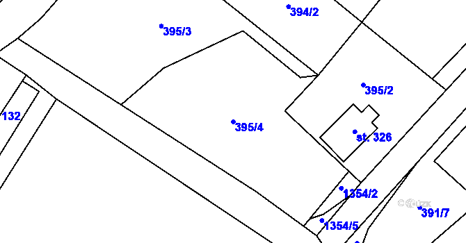 Parcela st. 395/4 v KÚ Dětřichov nad Bystřicí, Katastrální mapa