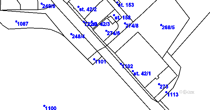 Parcela st. 722/5 v KÚ Dětřichov u Moravské Třebové, Katastrální mapa