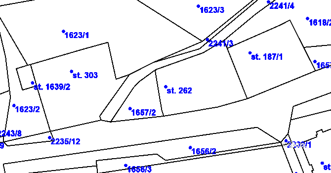 Parcela st. 262 v KÚ Díly, Katastrální mapa
