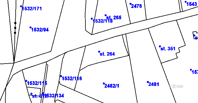 Parcela st. 264 v KÚ Díly, Katastrální mapa