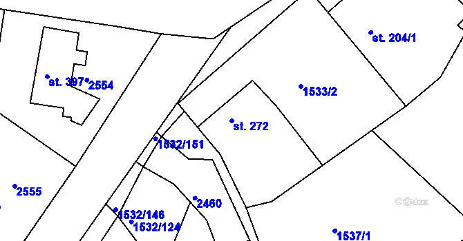 Parcela st. 272 v KÚ Díly, Katastrální mapa