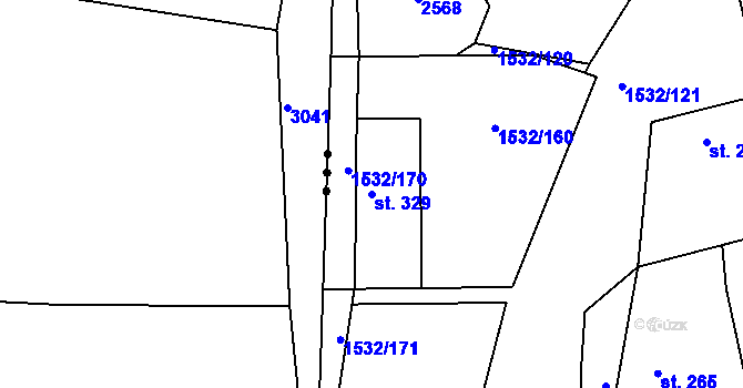 Parcela st. 329 v KÚ Díly, Katastrální mapa