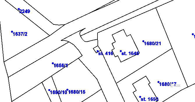 Parcela st. 416 v KÚ Díly, Katastrální mapa