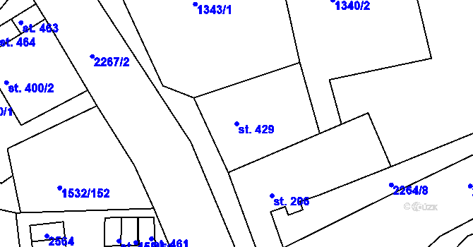 Parcela st. 429 v KÚ Díly, Katastrální mapa