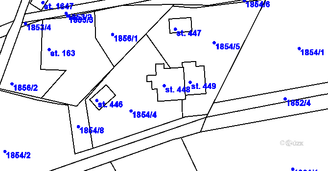 Parcela st. 448 v KÚ Díly, Katastrální mapa