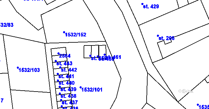 Parcela st. 461 v KÚ Díly, Katastrální mapa