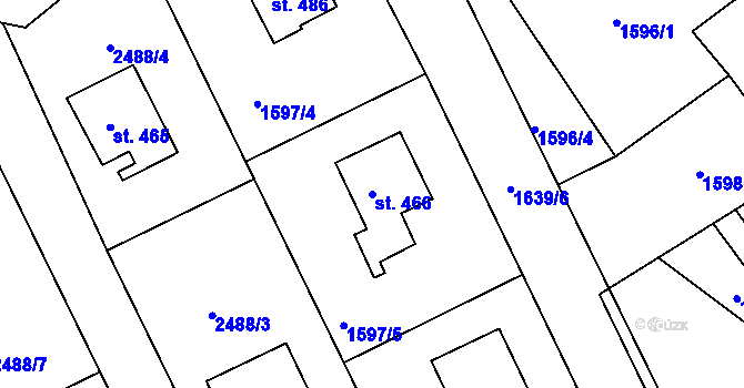 Parcela st. 466 v KÚ Díly, Katastrální mapa