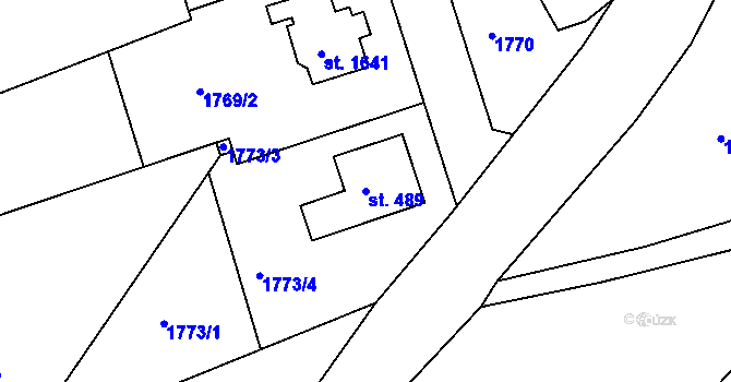 Parcela st. 489 v KÚ Díly, Katastrální mapa