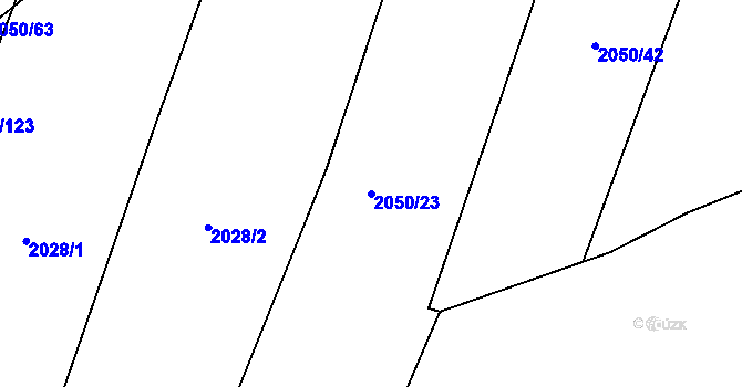 Parcela st. 2050/23 v KÚ Díly, Katastrální mapa