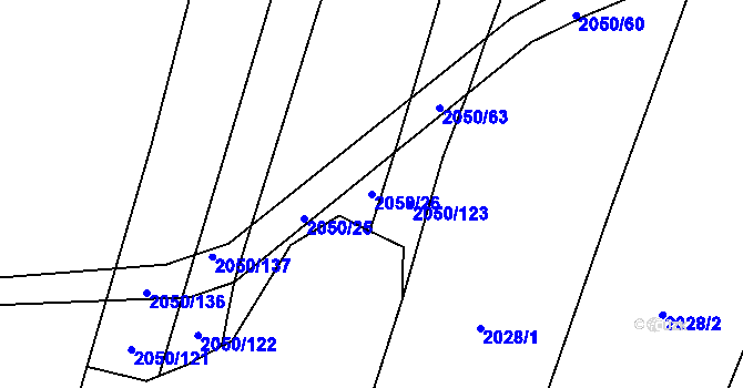 Parcela st. 2050/26 v KÚ Díly, Katastrální mapa