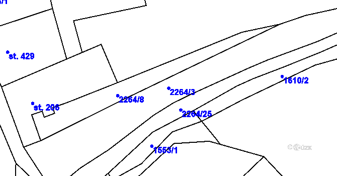 Parcela st. 2264/3 v KÚ Díly, Katastrální mapa