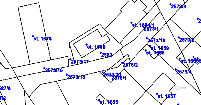 Parcela st. 2583 v KÚ Díly, Katastrální mapa