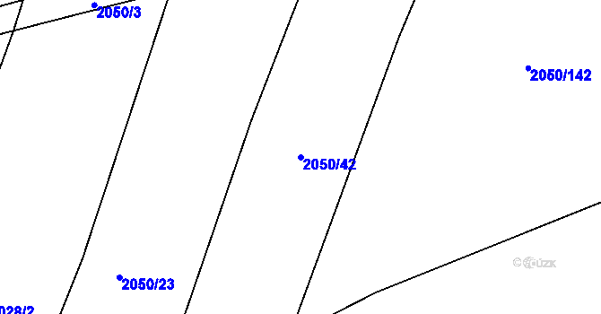 Parcela st. 2050/42 v KÚ Díly, Katastrální mapa