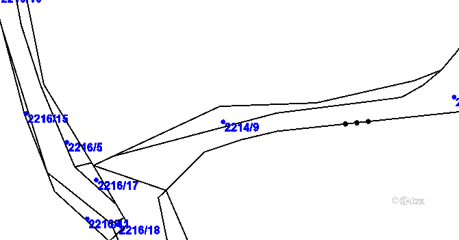 Parcela st. 2214/9 v KÚ Díly, Katastrální mapa
