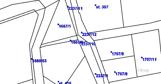 Parcela st. 2237/10 v KÚ Díly, Katastrální mapa