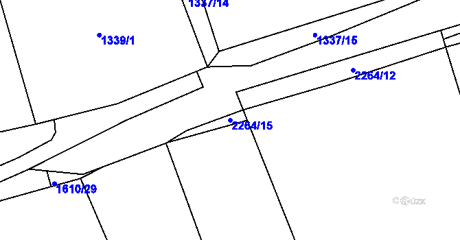 Parcela st. 2264/15 v KÚ Díly, Katastrální mapa
