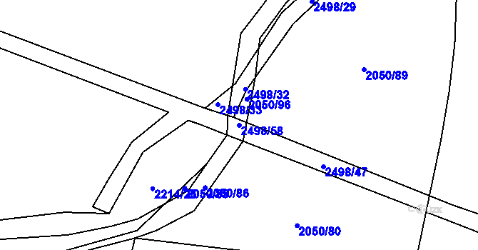 Parcela st. 2498/58 v KÚ Díly, Katastrální mapa