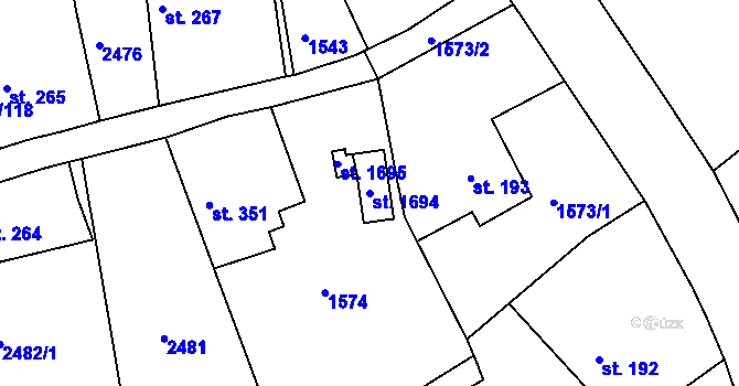 Parcela st. 1694 v KÚ Díly, Katastrální mapa