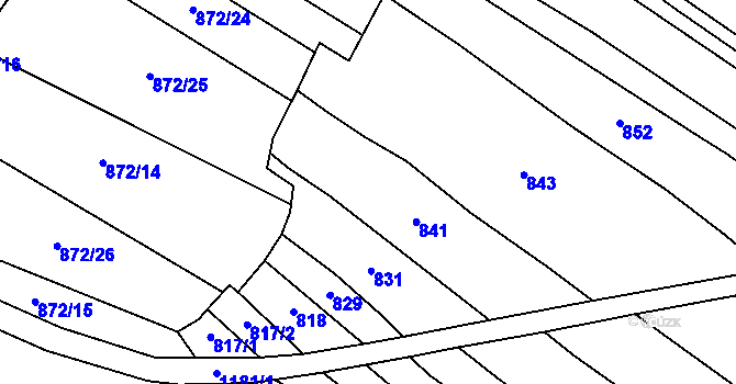Parcela st. 872/8 v KÚ Dírná, Katastrální mapa