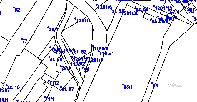 Parcela st. 1195/1 v KÚ Dírná, Katastrální mapa