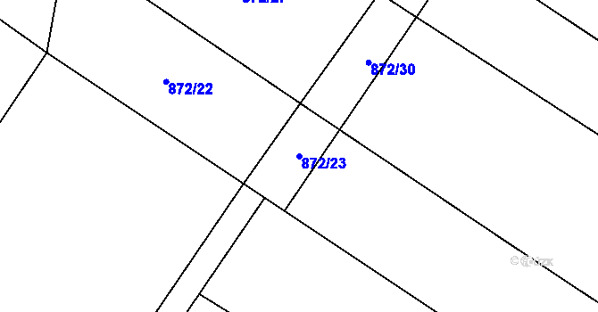 Parcela st. 872/23 v KÚ Dírná, Katastrální mapa