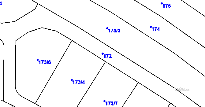 Parcela st. 172 v KÚ Dírná, Katastrální mapa