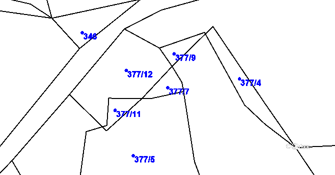 Parcela st. 377/7 v KÚ Dírná, Katastrální mapa