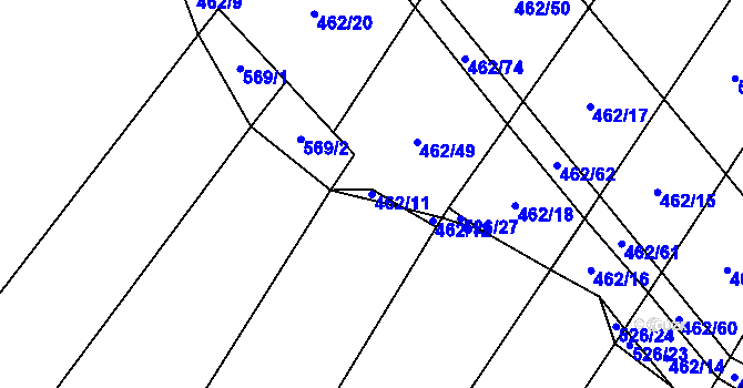 Parcela st. 462/11 v KÚ Dírná, Katastrální mapa